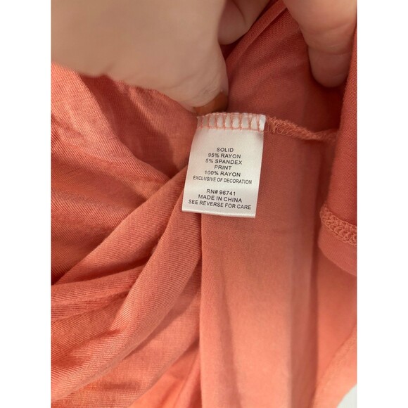 Tru Self Pink Lace 3/4 Sleeve Floral Back Flowy Loose fit Blouse size large - Picture 4 of 7